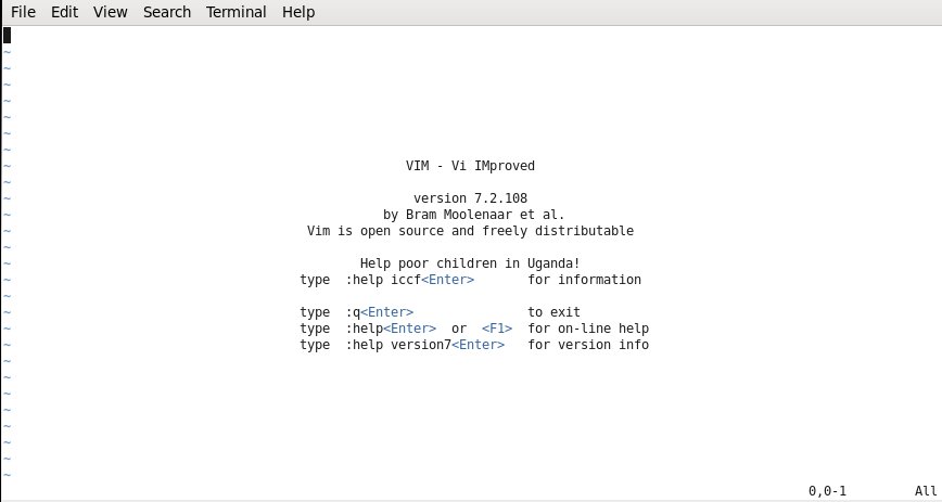 Graphical interface of Vim editor with welcome screen