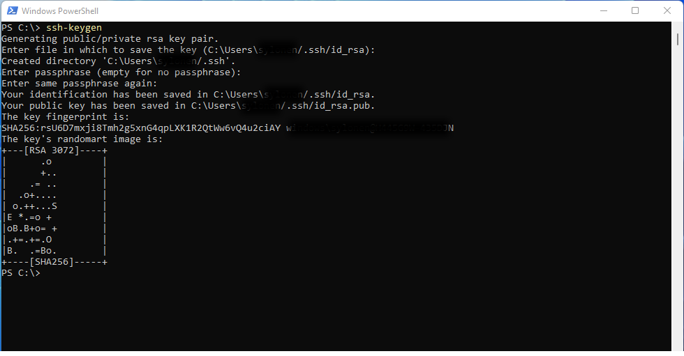Creating an SSH key pair in Windows 11