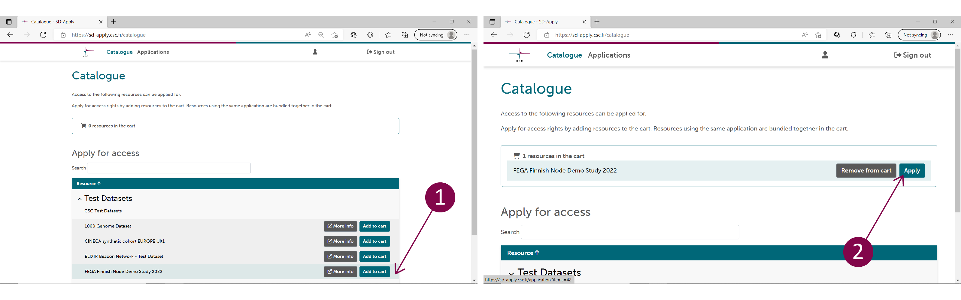 SD Apply "Catalogue" page