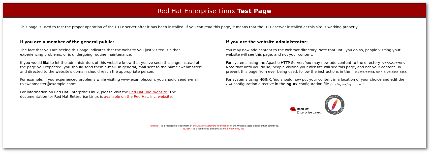 Apache test page