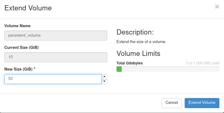 Expand persistent volume