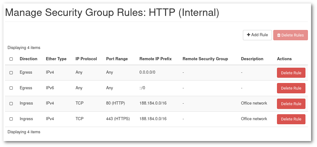 Example security group